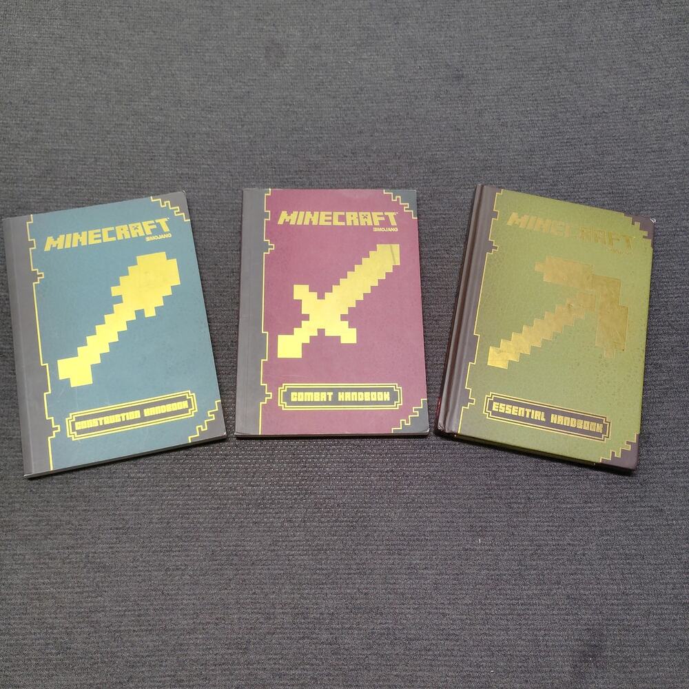 Minecraft Construction Combat Essential Handbooks 3 Book Lot Set Mojang